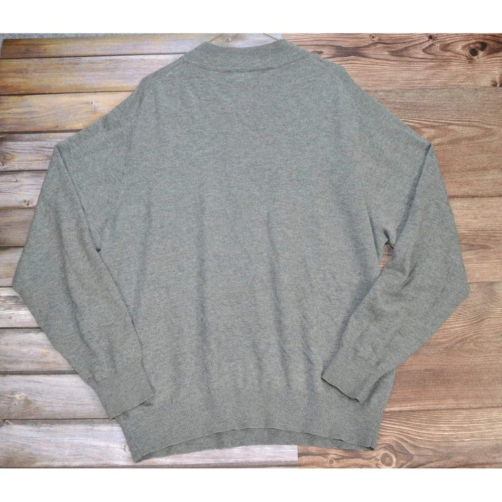 Peter Millar Sweater Mens XL Gray 1/4 Zip Mock Neck Merino Wool Pullover‎